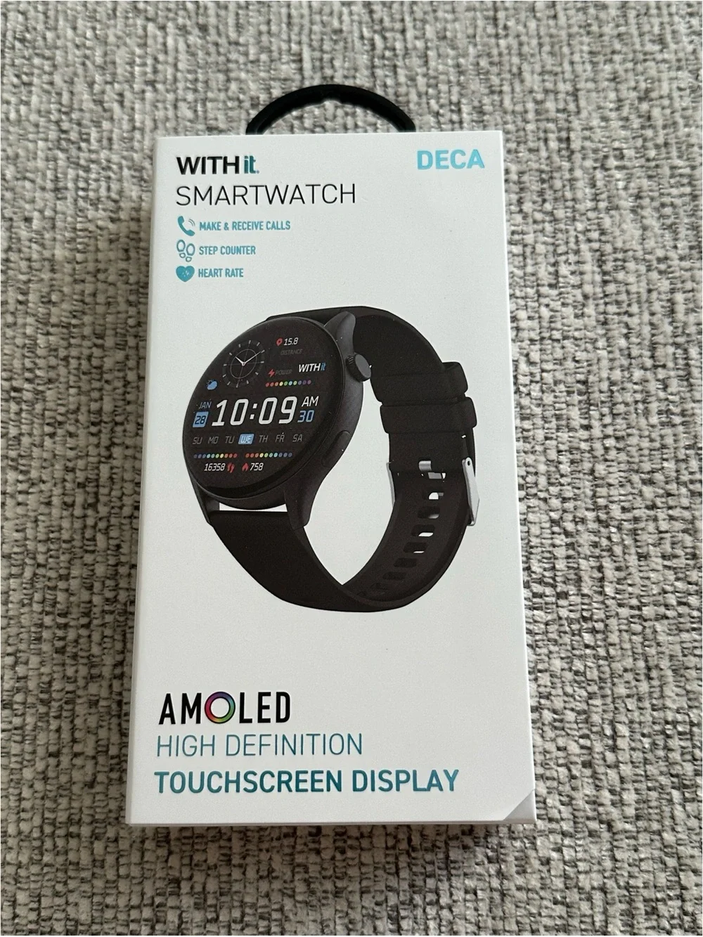 BRAND NEW WITHit Deca Smartwatch (Black) AMOLED Touchscreen 45mm